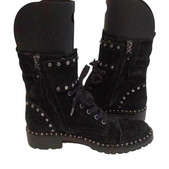 Sam Edelman Jennifer Black Studded Combat Boot Size US 6.5 - Picture 6 of 14